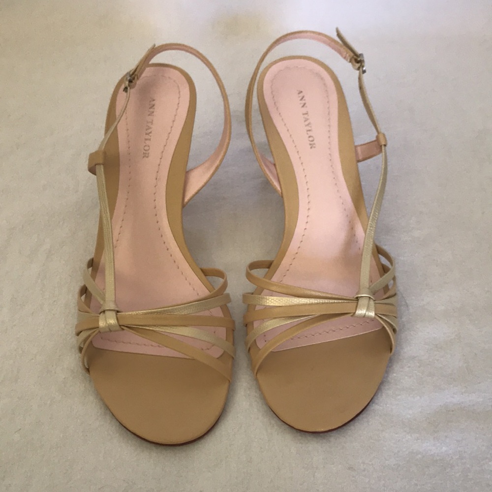 Ann Taylor Gold and Nude Strappy Heels - Picture 3 of 8